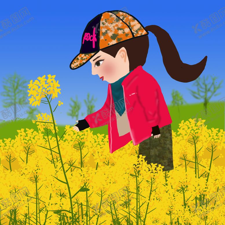 编号：18734609240818298365【酷图网】源文件下载-油菜花女孩