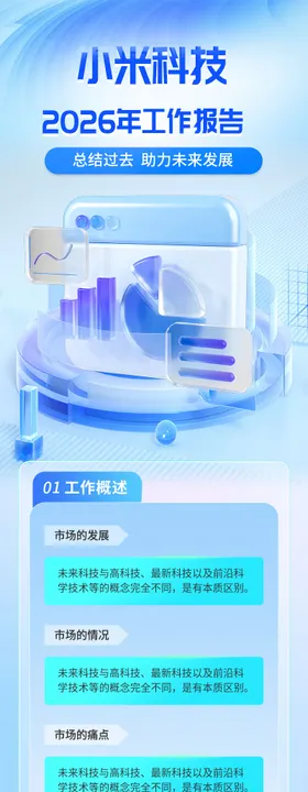 工作报告营销长图