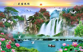背景墙山水风景山水画意境