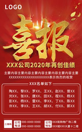 公司荣誉喜报海报