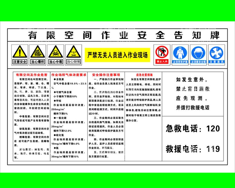 编号：42279901151456292033【酷图网】源文件下载-有限空间告知牌