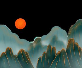 手绘古风插画背景图片江山如书法梦幻复