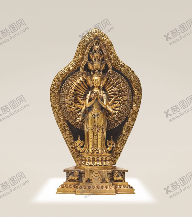 编号：76227511011843356412【酷图网】源文件下载-鎏金千手观音像