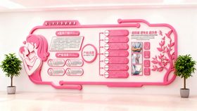 妇幼保健粉色文化墙展示