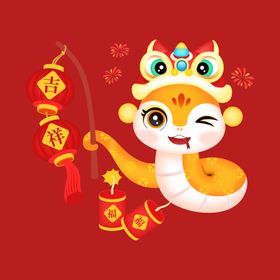 手绘卡通小蛇动画年素材
