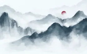水墨山水背景中式电视情画