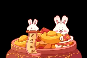 兔年拜元宝对联