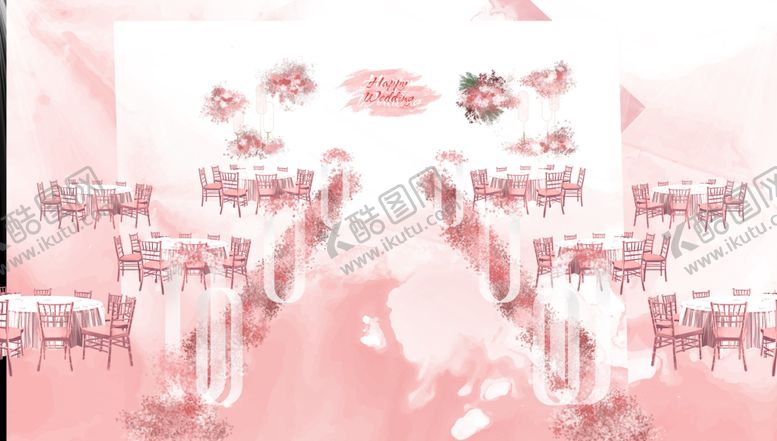 编号：86998110260052304029【酷图网】源文件下载-粉色婚礼舞台效果图