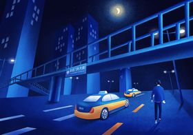 网约车打车人物插画卡通背景素材