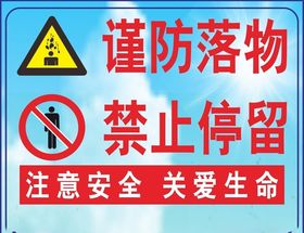 谨防落物禁止停留注意安全关爱生