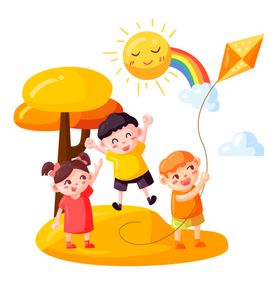 可爱放风筝儿童节卡通元素