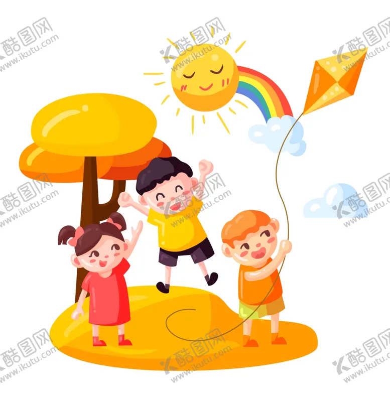 编号：35436406280918099938【酷图网】源文件下载-可爱放风筝儿童节卡通元素
