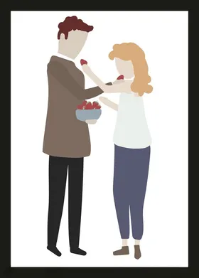 手绘情侣恋人卡通爱男女