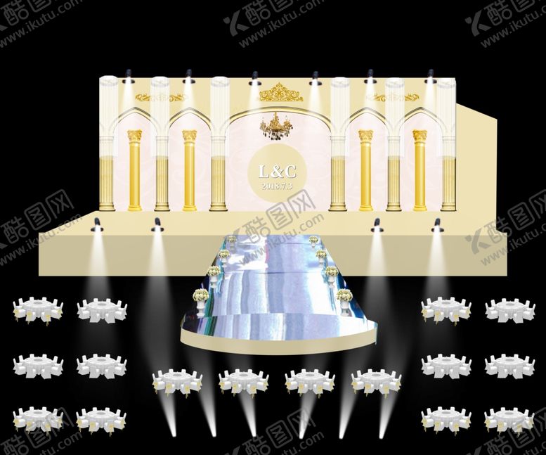 编号：11749210011353043063【酷图网】源文件下载-香槟色婚庆会场布置图