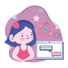 卡通手绘女孩儿童插画学生