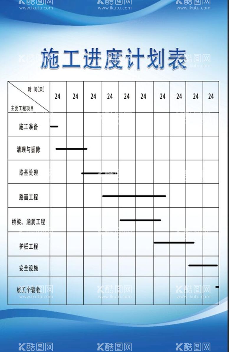 编号：94137611160716293054【酷图网】源文件下载-施工进度计划表