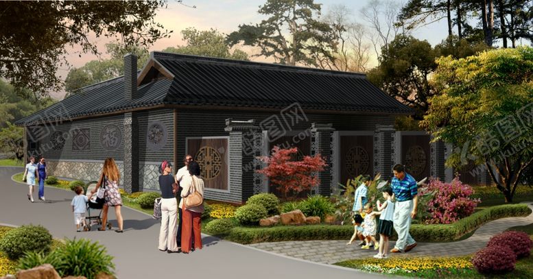 编号：74589809260822185135【酷图网】源文件下载-乌尤村香约农庄接待厅背面效果图