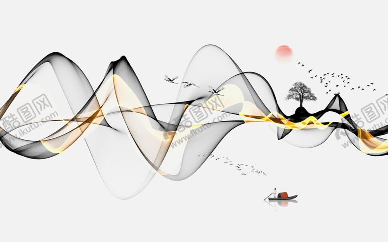 编号：60741509141402004920【酷图网】源文件下载-新中式抽象山水
