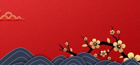 国潮背景中风会议中风水墨风