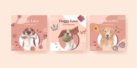 可爱动物插画卡片设计