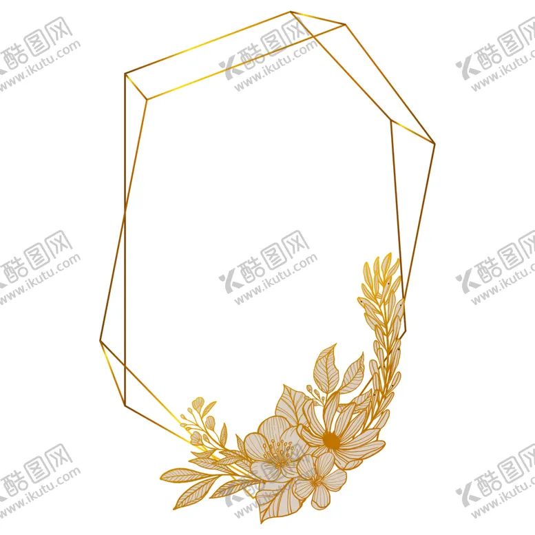 编号：21000901210256423644【酷图网】源文件下载-金色边框植物花环