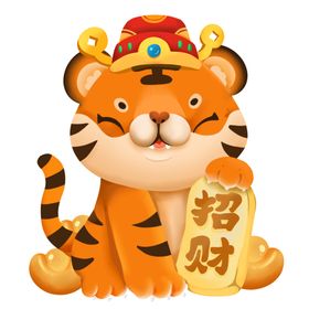 卡通2022新年喜庆老虎形象