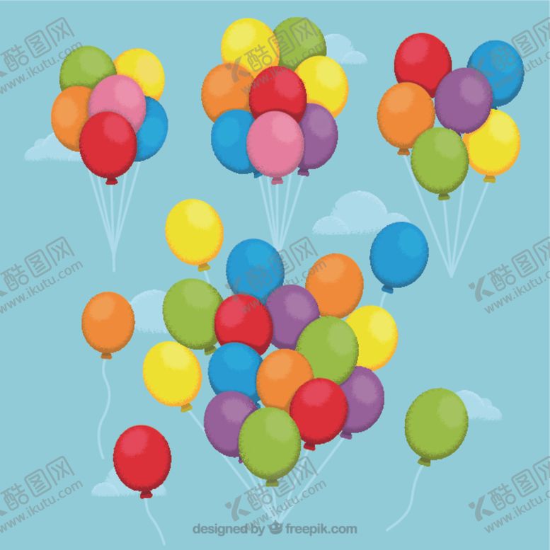 编号：58480501190313278131【酷图网】源文件下载-升入空中的气球束