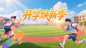 开学焕新季学生操场奔跑