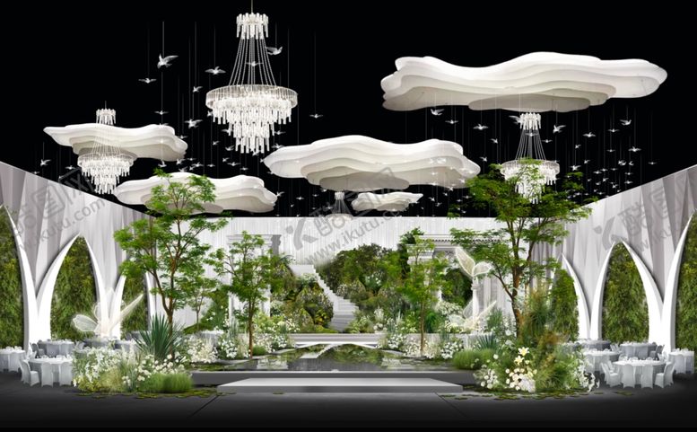 编号：69625711021607101074【酷图网】源文件下载-白绿婚礼效果图