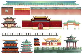 中国风建筑插画