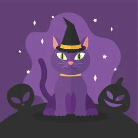 万圣节猫咪卡通卡通形象黑