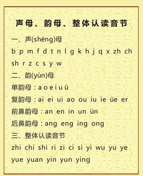 声母韵母整体认读音节