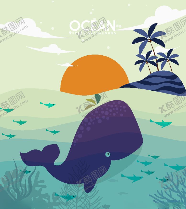 编号：18682009221846457272【酷图网】源文件下载-创意大海里的鲸鱼