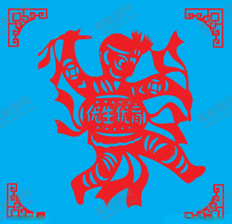 编号：93262703280849239945【酷图网】源文件下载-腰鼓剪纸