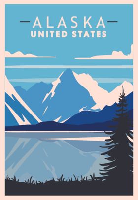 美国西部自然风景插画