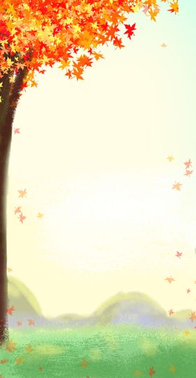 秋天背景创意手绘文艺海报立