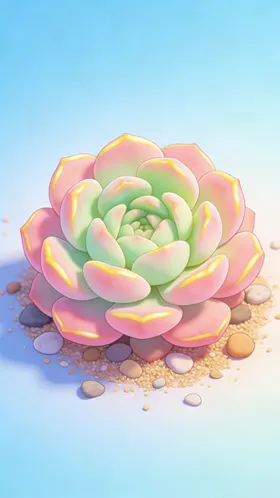 梦幻多彩多肉植物卡通