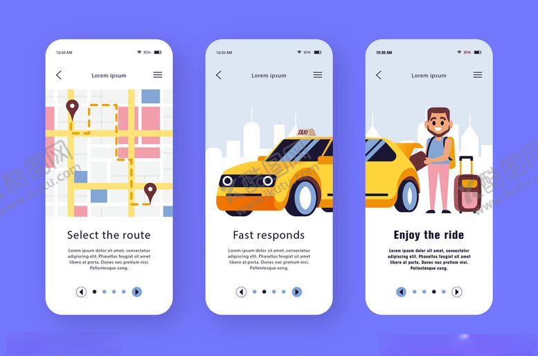编号：54969304031645015796【酷图网】源文件下载-打车应用界面展示