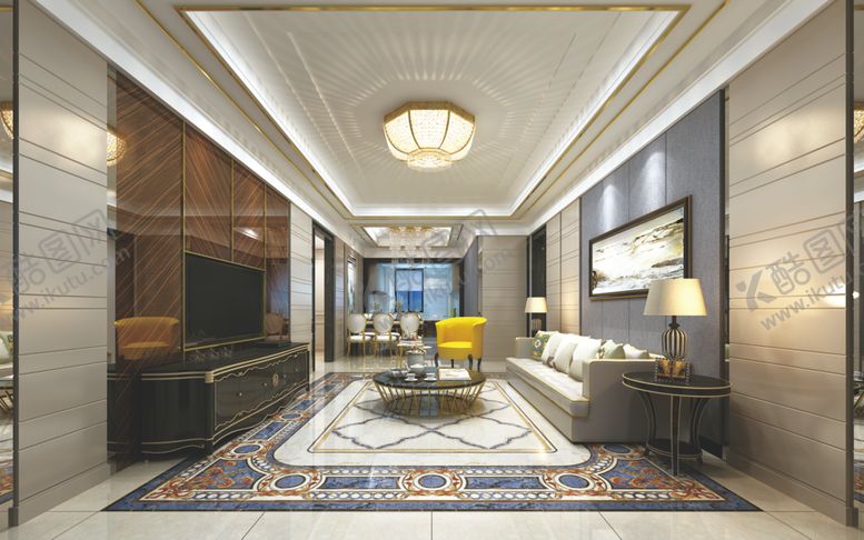 编号：51933110261102571775【酷图网】源文件下载-中式客厅效果图