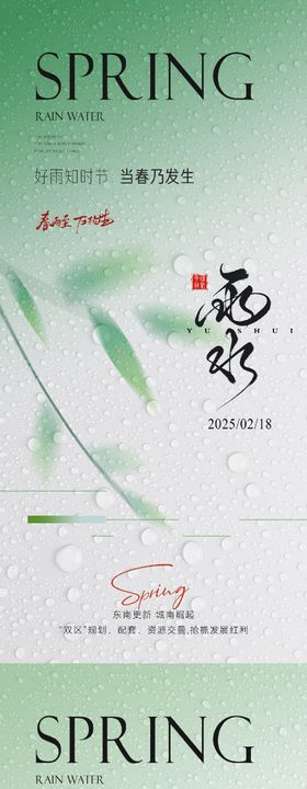 雨水简约意境节气海报