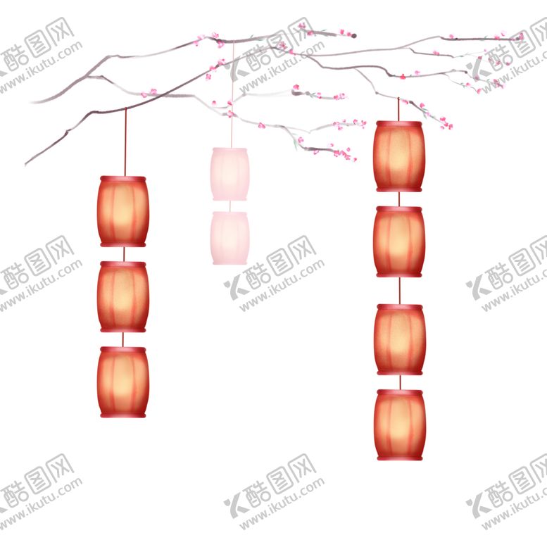 编号：41124004091109067507【酷图网】源文件下载-中国风灯笼梅花元素PNG