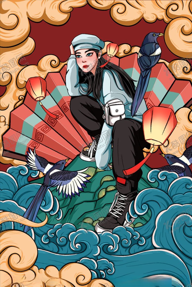 编号：18784605152042176030【酷图网】源文件下载-国潮风中国女孩