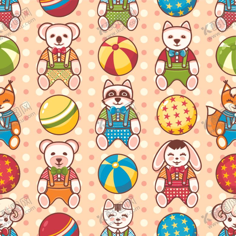 编号：72800504182257423544【酷图网】源文件下载-马戏团卡通动物无缝背景印花