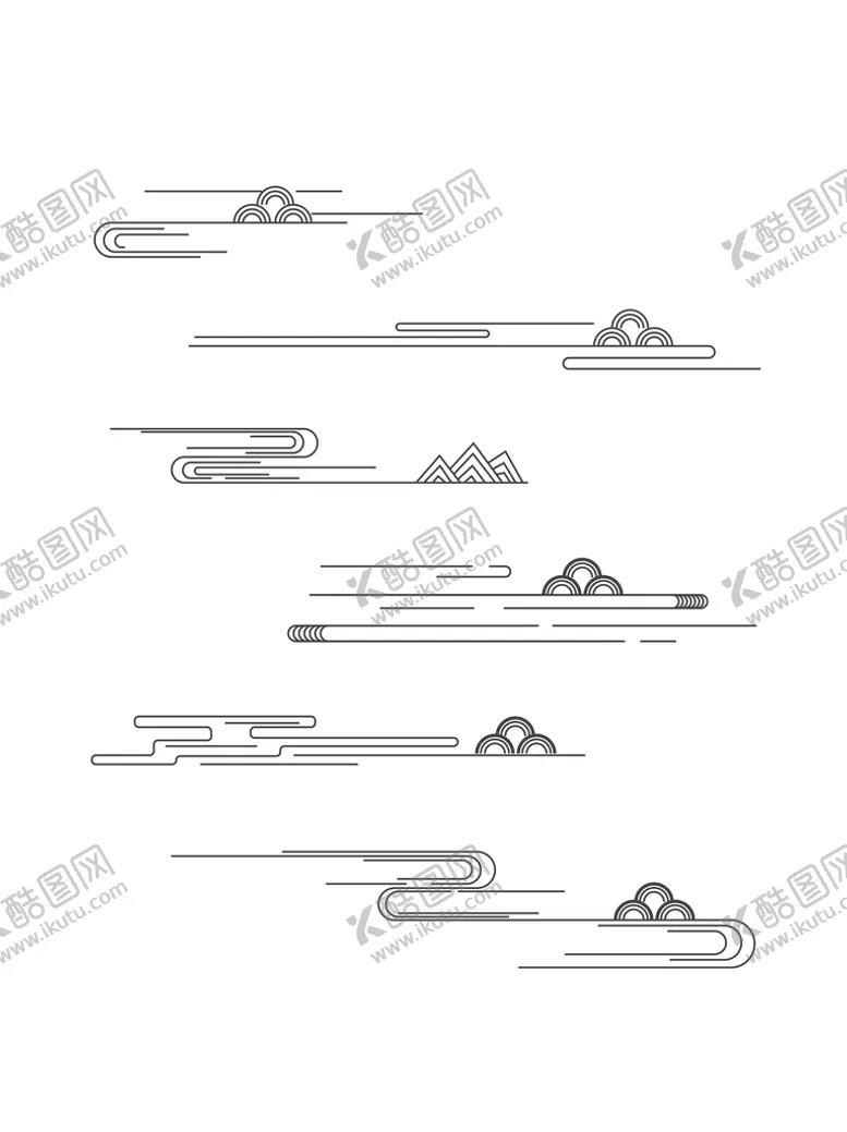 编号：28307609191221512371【酷图网】源文件下载-中国风中式线性祥云纹底纹装饰图