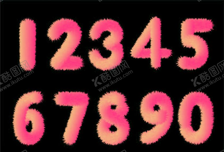 编号：39986210192031277571【酷图网】源文件下载-毛茸茸数字字体