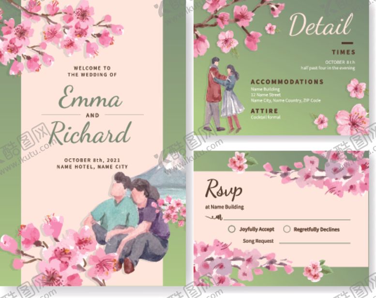 编号：20954910071359465836【酷图网】源文件下载-浪漫婚礼请柬设计模板