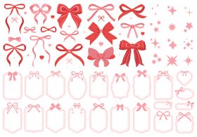 蝴蝶结礼物粉色合成海报素材