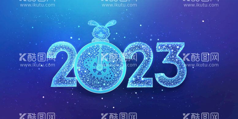 编号：06275909271047307219【酷图网】源文件下载-线条粒子蓝色2023新年背景