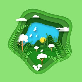 剪纸风住房日生态宅栖息地背景张样式