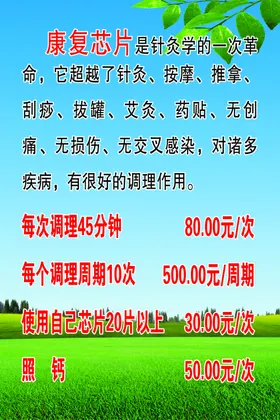 蓝天白云草地健康隐形针灸单页鸽子